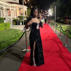 Strapless, black sparkly dress size 4